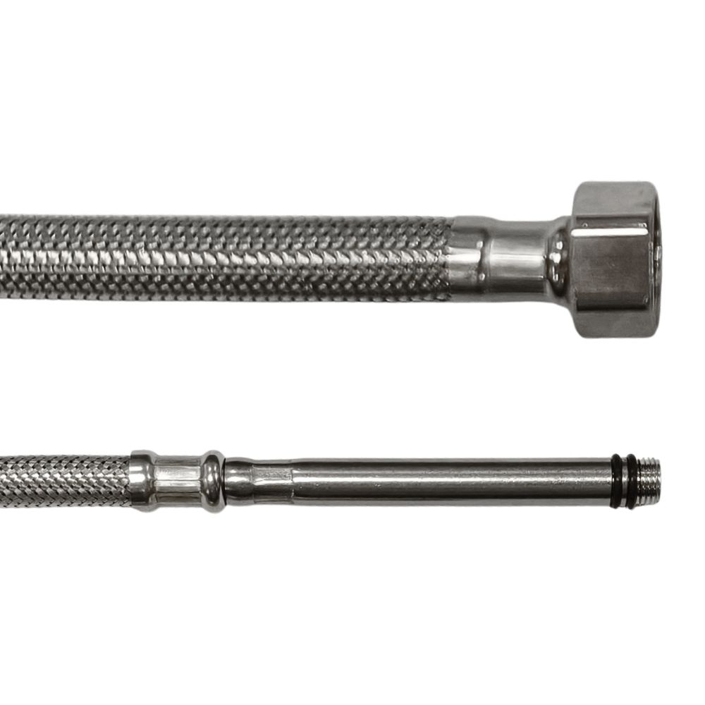 Furtun inox baterie 80cm, M10x1/2" F, extra lung 8cm