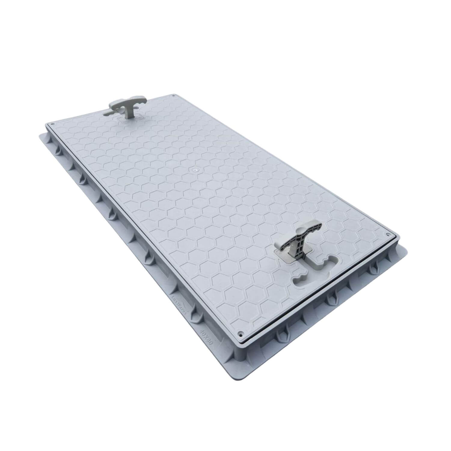 Capac canalizare dreptunghiular din PP cu mâner gri 400x800