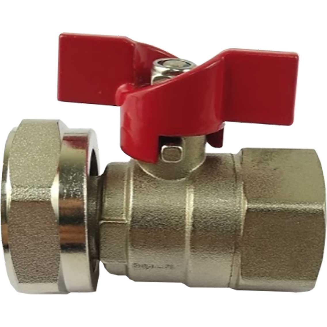 Robinet bilă cu semiolandez HYDRO-S, FF, fluture - 3/4"x1"