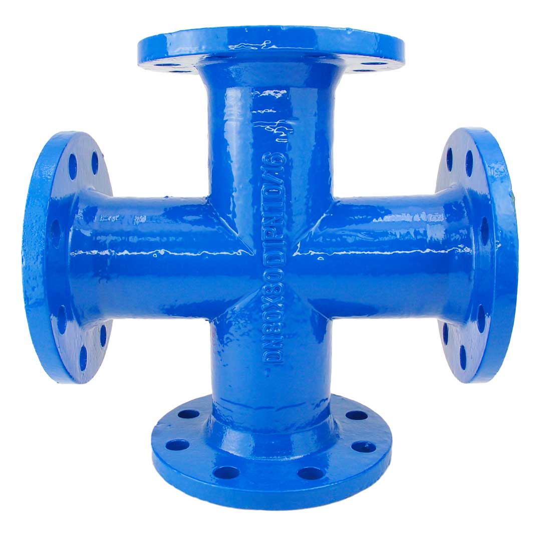 Cruce egală din fontă ductilă cu flanșe - 150x150 mm