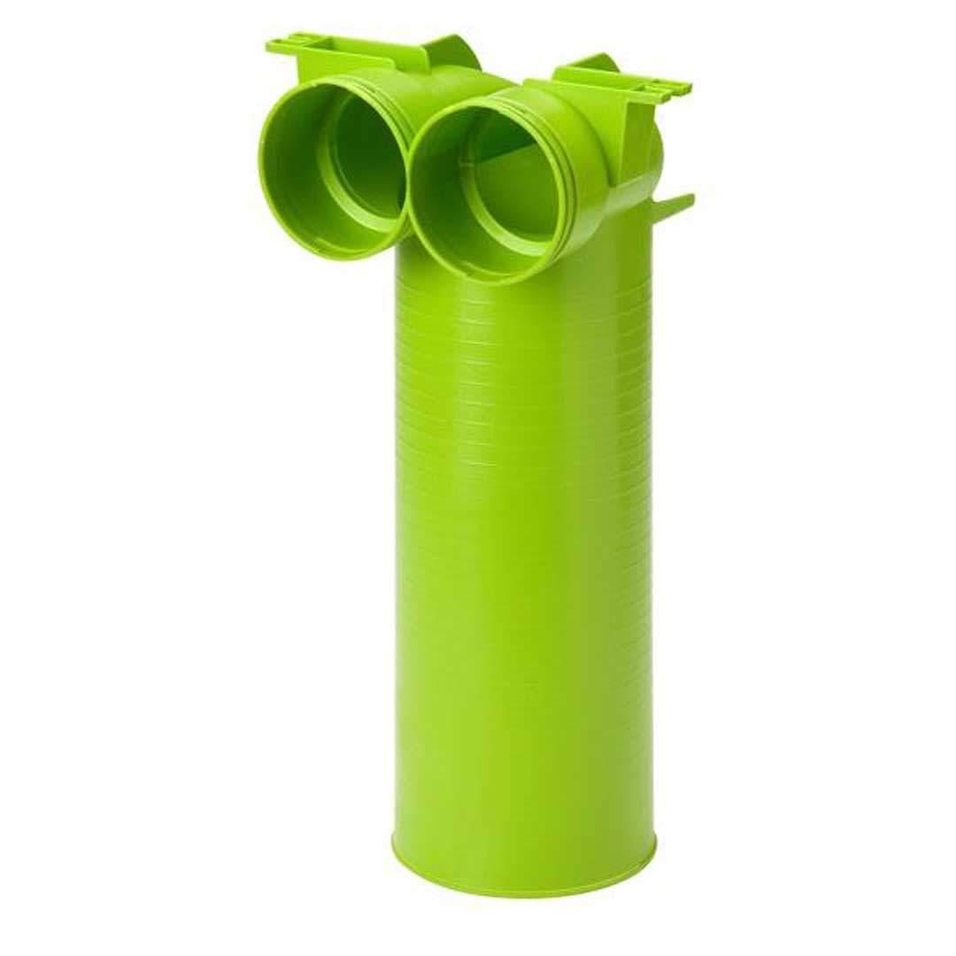 Conector de 90° pentru conectarea a 2 tuburi rotunde cu grila de ventilare rotundă