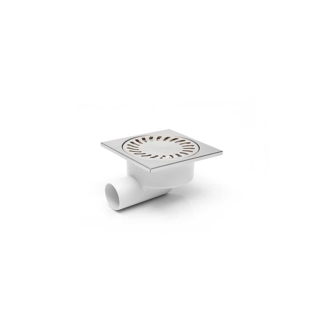 Sifon de pardoseală cu protecție antimiros, cu grila din INOX, ieșire orizontală CEHIA - 150 mm