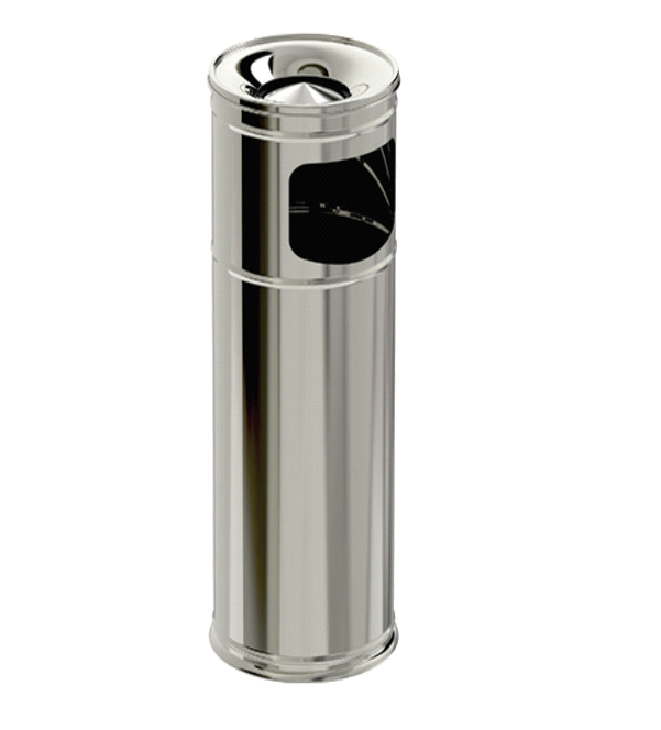 Coș de gunoi + scrumieră din INOX - 19 x 60