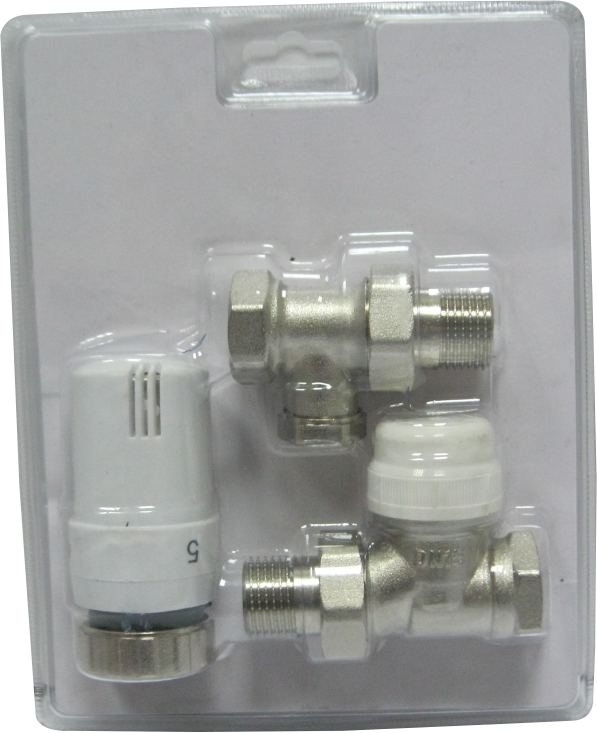 Set robineți drept cromat tur-retur + cap temostatic 1/2" MxF