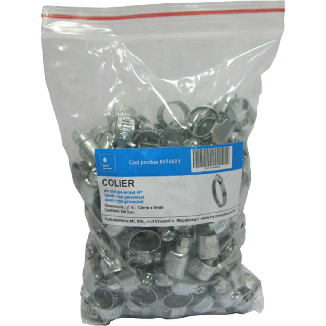 Colier din oțel galvanizat W1, 9 mm, pachet 100 buc. - 8-12