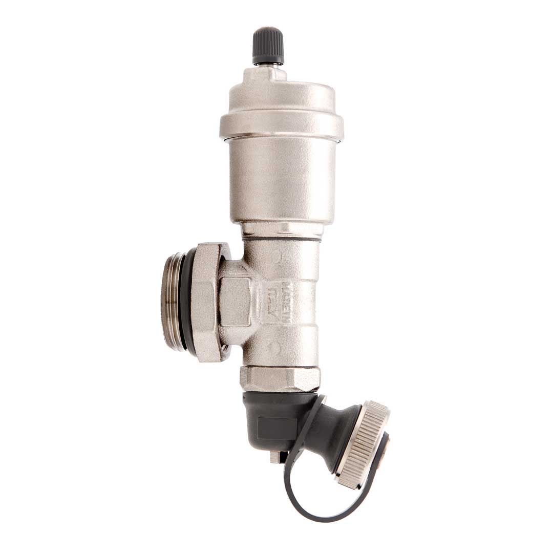Kit teu colector cu dezaerator automat și robinet de golire - 1"