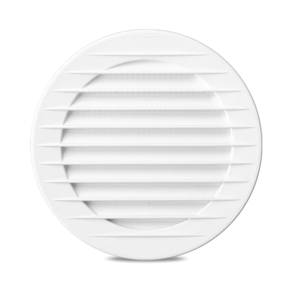 Grilă ventilație rotundă cu plasă, albă - 100 x 128