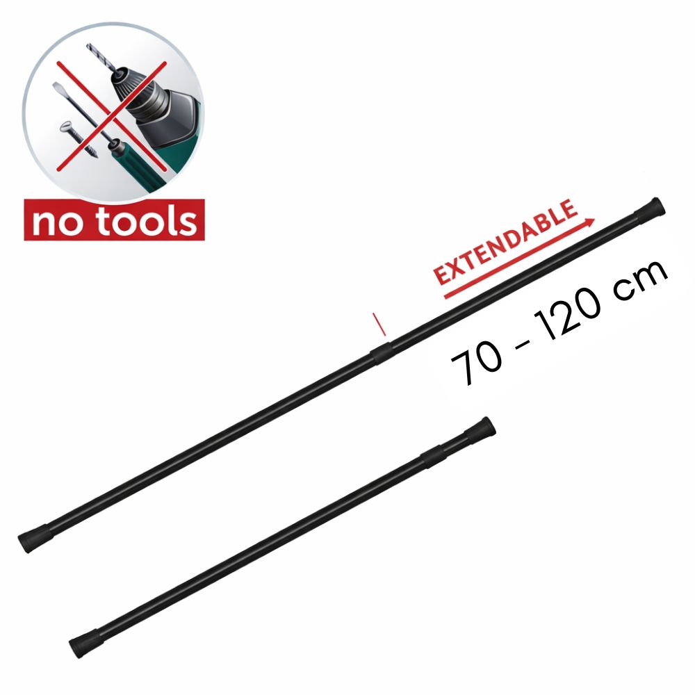 Bară telescopică din inox pentru perdea duă 70-120 cm, neagră