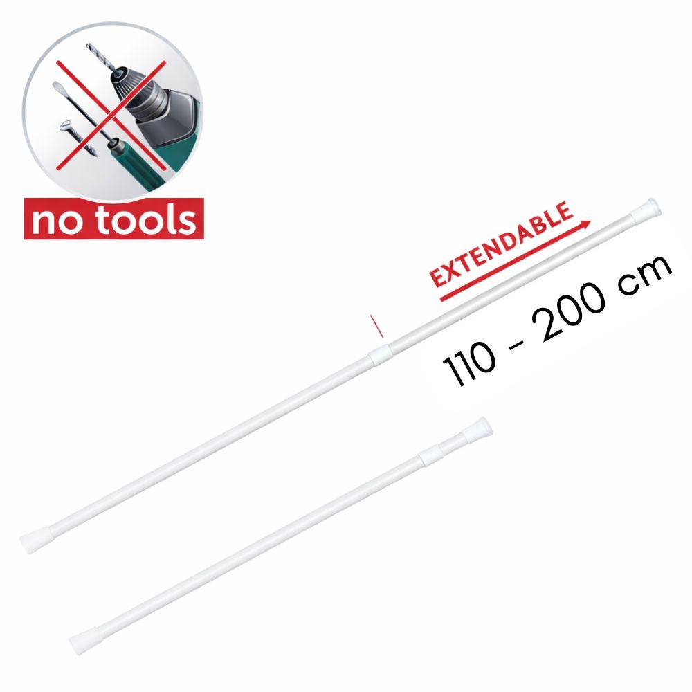 Bară telescopică din inox pentru perdea duă 110-200 cm, albă