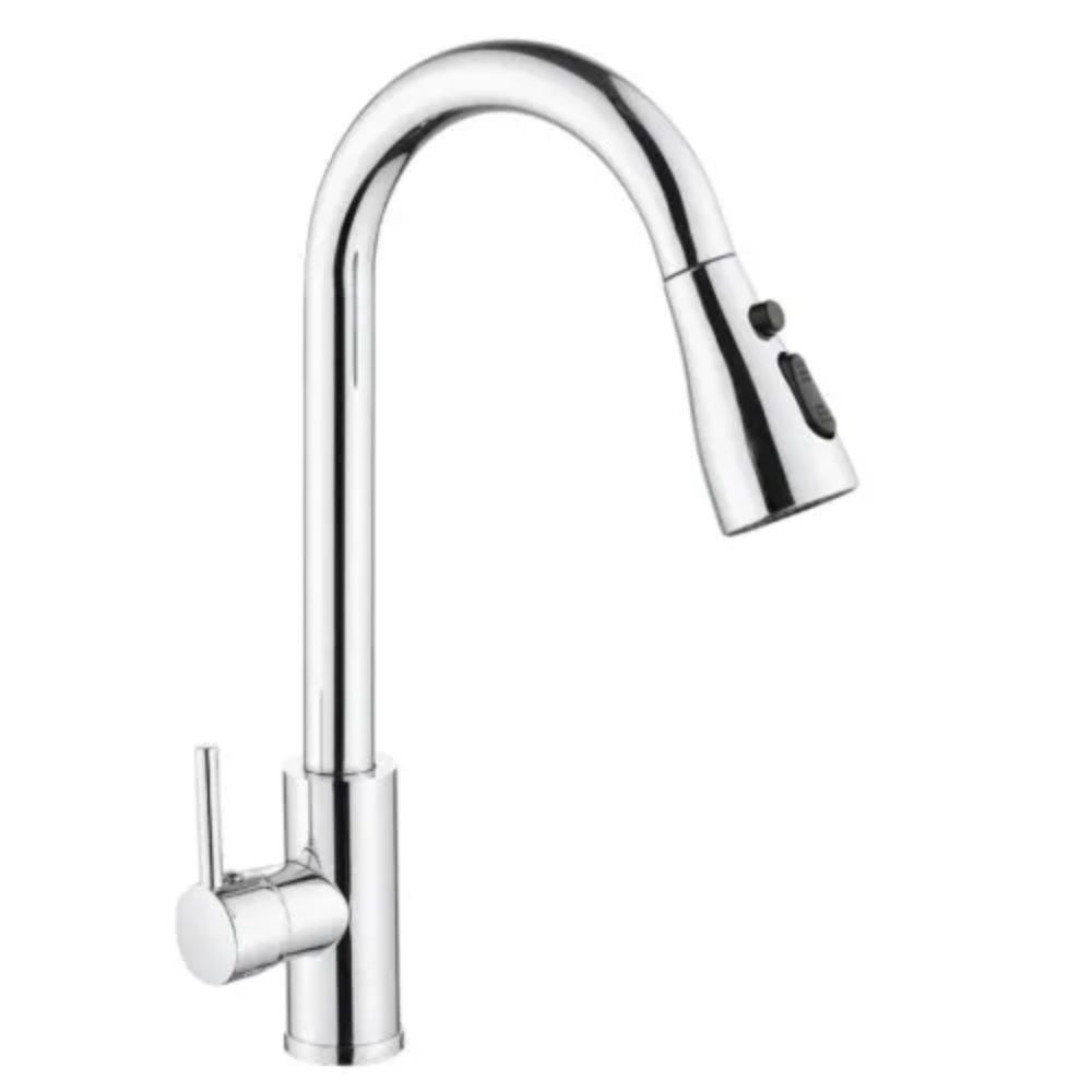 Baterie din inox pentru bucătărie cu furtun extractibil, Aquafix - 15, cromată