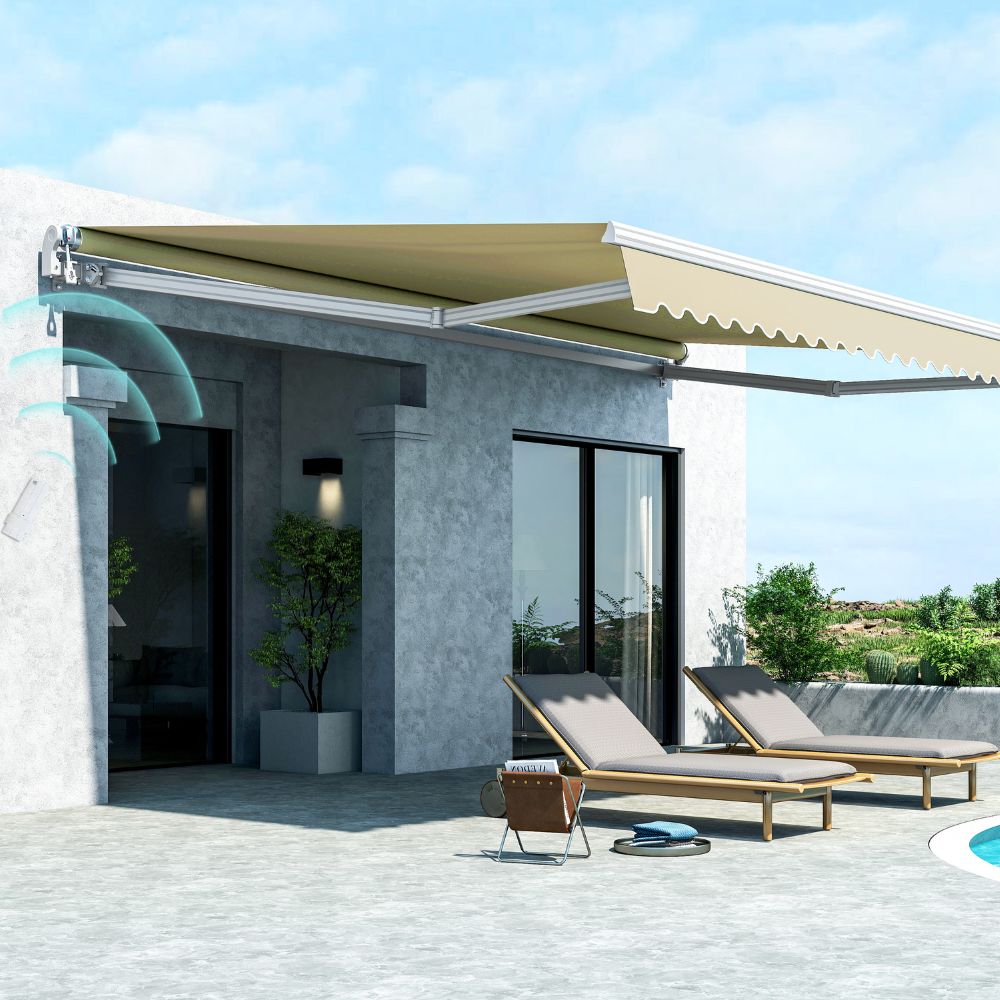 Copertină retractabilă electrică bej, 495x350 cm