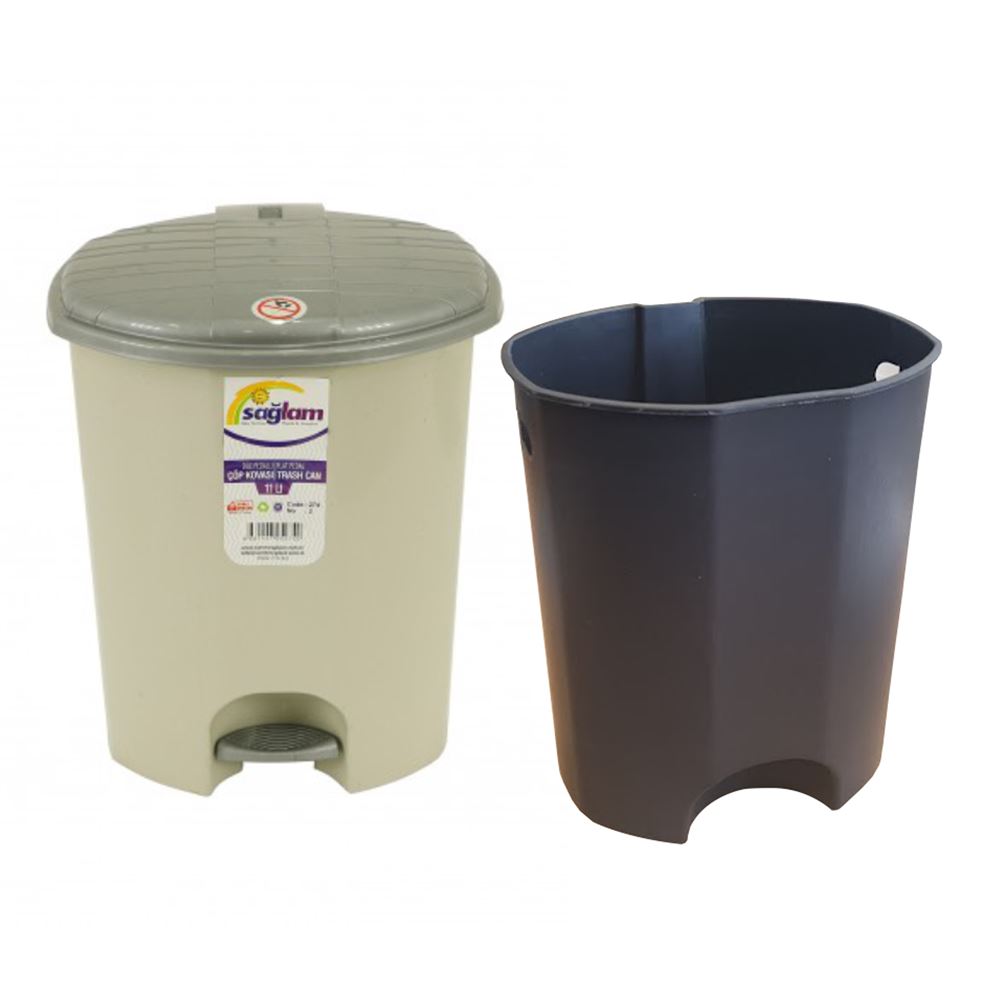 Coș gunoi, 18 L, din plastic cu pedală și galeată