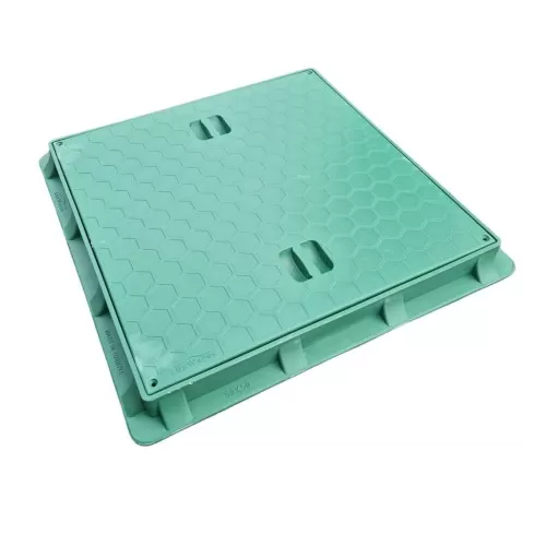 Capac canalizare pătrat din PP, 1,5 tone - 500x500, Verde