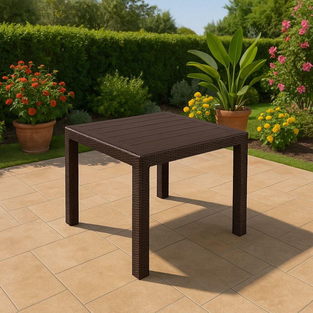 Masă Rattan 90x90, fără sticlă, Maro