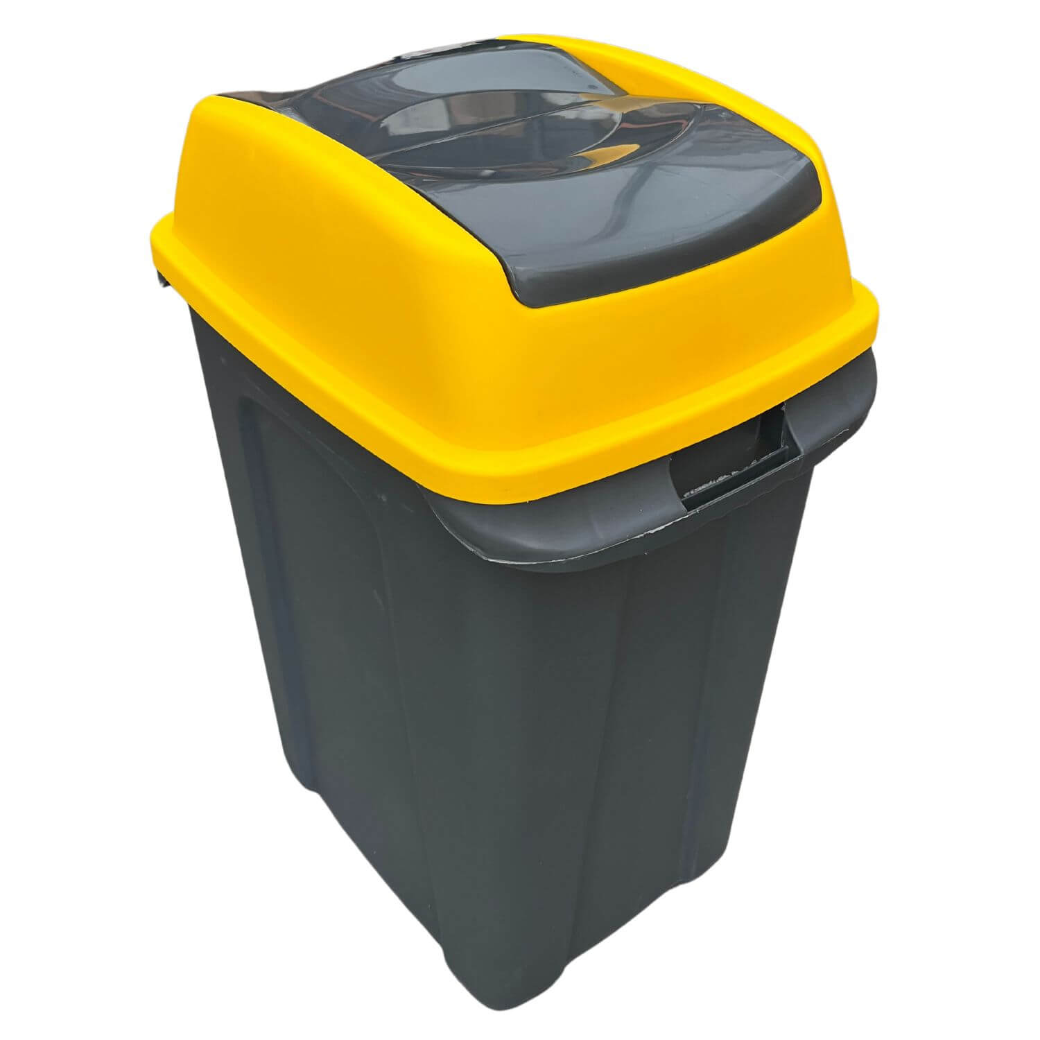 Coș gunoi, 70 L, fără roți, HIPPO, Antracit/Galben