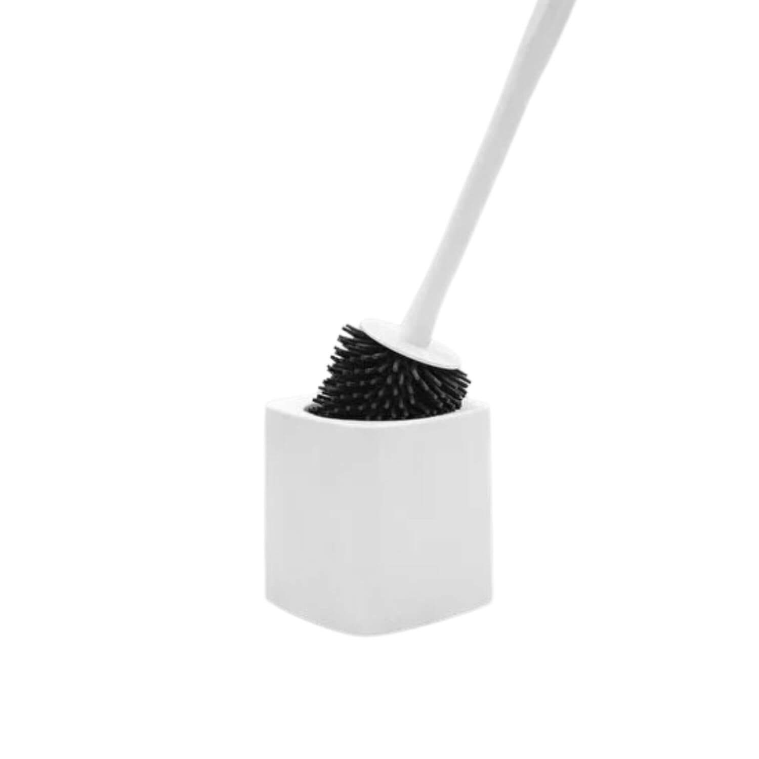 Set suport și perie WC din silicon, pătrat, alb